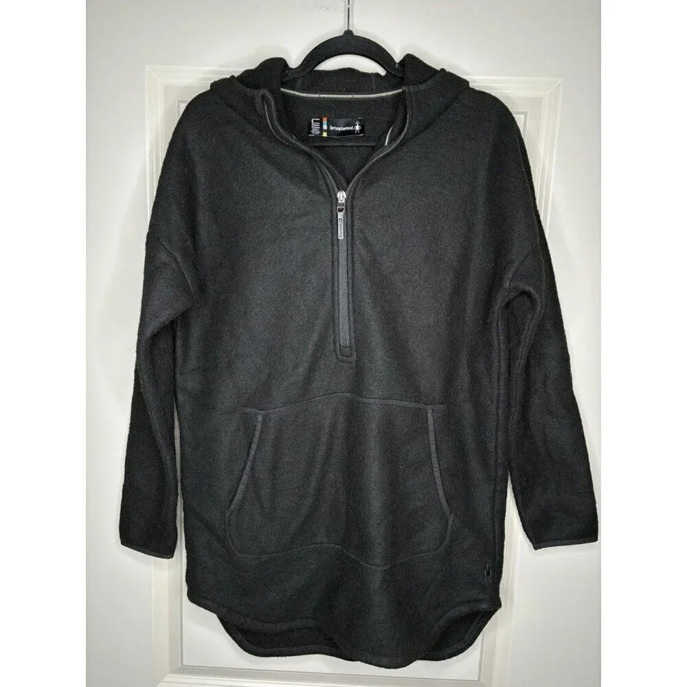 Smartwool Hudson Trail Half Zip Fleece Jacket Poncho Black Women's Small